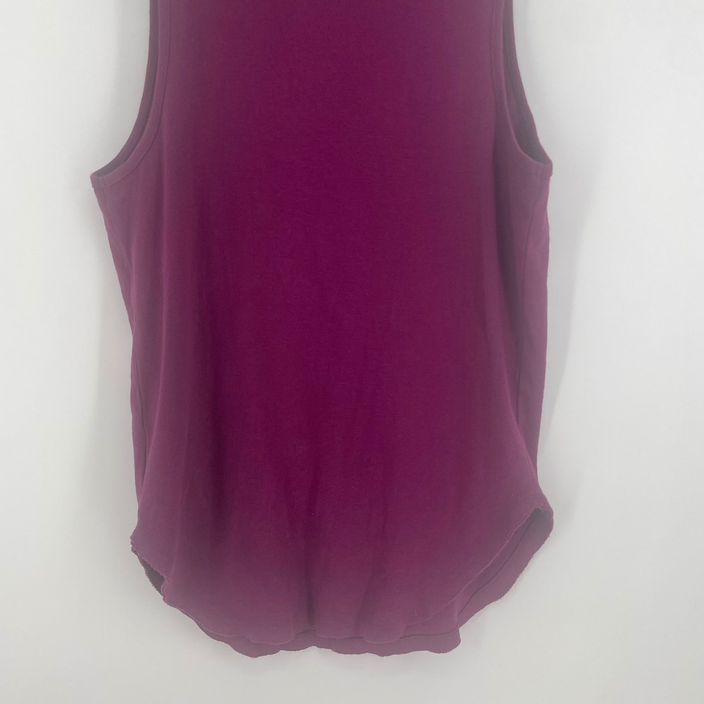 Free People Mock Neck Sleeveless Tank Top Plum Purple Size L Cotton Layering - Picture 8 of 8